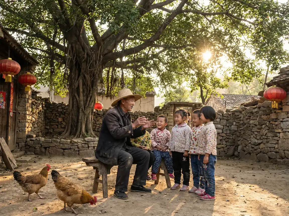 老人在大榕树下给孩子们讲故事 - 阳光之下免费高清在线观看全集 乡村记忆